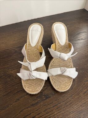 Alexandre Birman White Knot Espadrille Wedge Slides